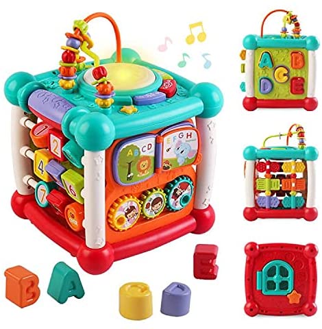 15-in-1 Bluetooth Activity Cube with Shapes Sorting Light Piano Sound Early Learning Educational Toy Christmas Gift for Boys & Girls