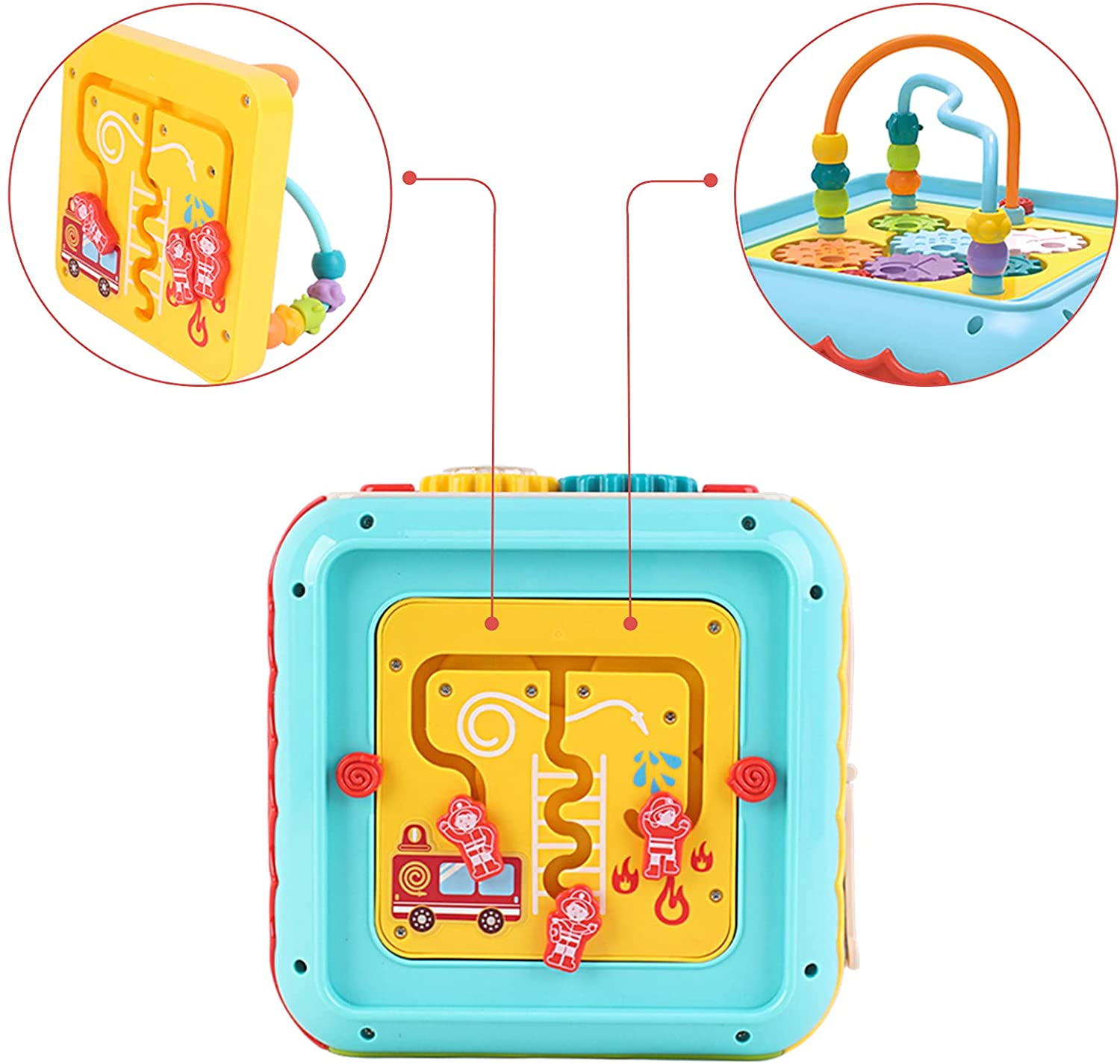 7-in-1 Activity Cube with Shapes Sorting Light and Piano Sound Early Learning Educational Toy Great Birthday Christmas Gift for Kids