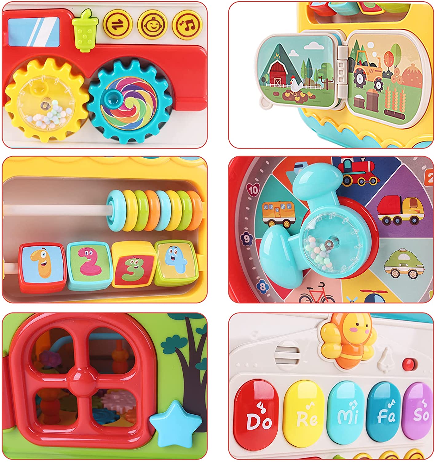 7-in-1 Activity Cube with Shapes Sorting Light and Piano Sound Early Learning Educational Toy Great Birthday Christmas Gift for Kids