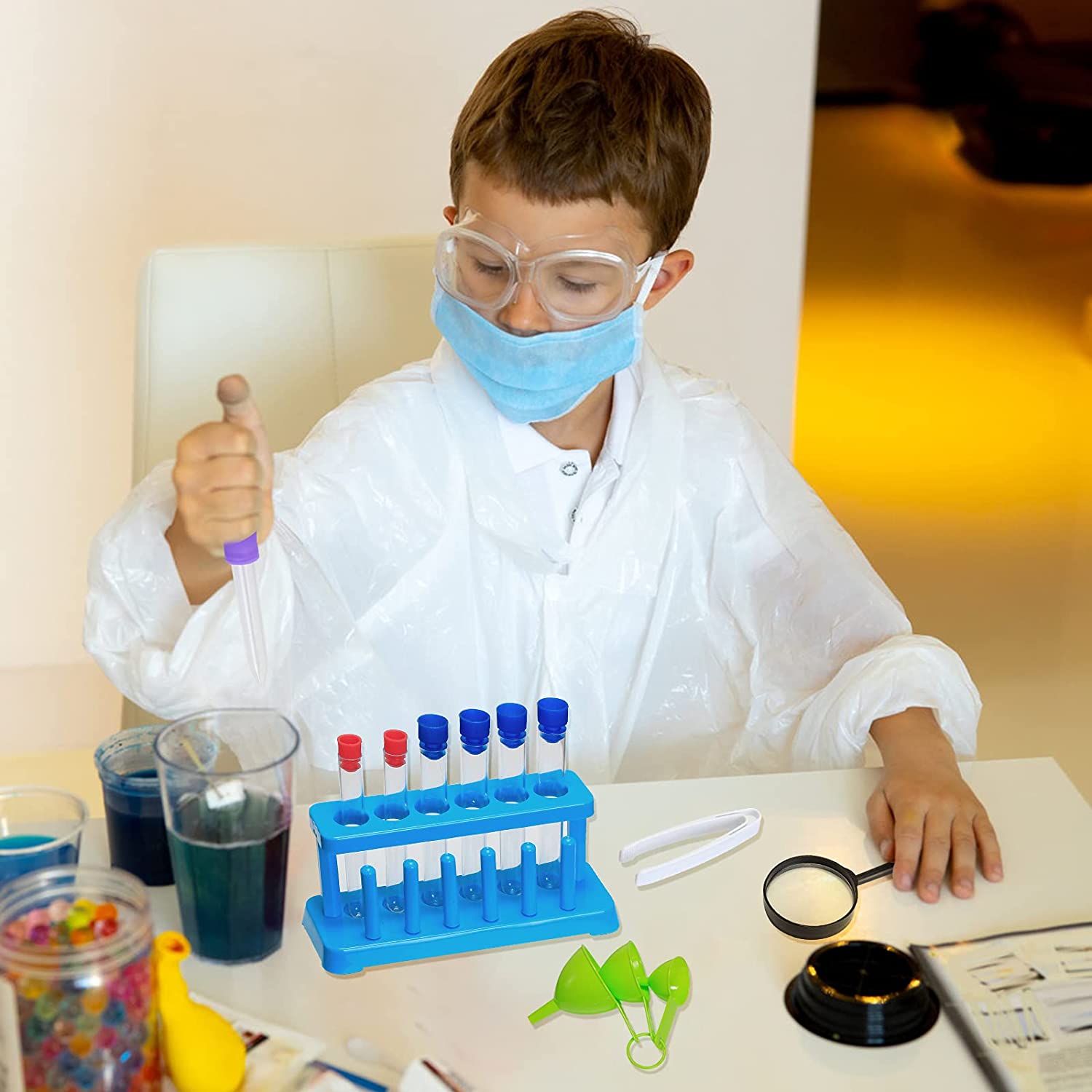 Kids Role Play Laboratory Science Kit with Goggles, Lab Coat & Variety of Play Science Equipment for Children