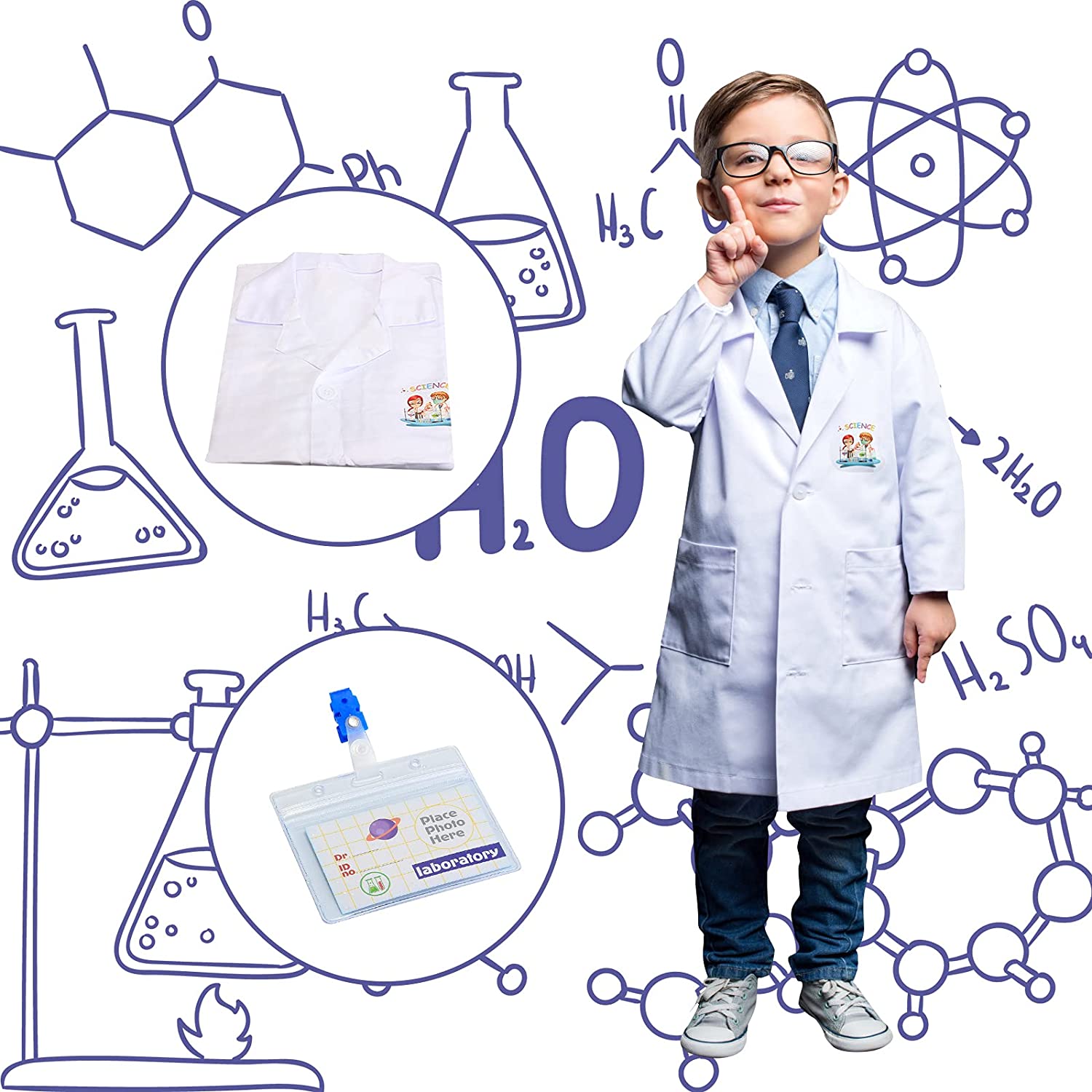 Kids Role Play Laboratory Science Kit with Goggles, Lab Coat & Variety of Play Science Equipment for Children