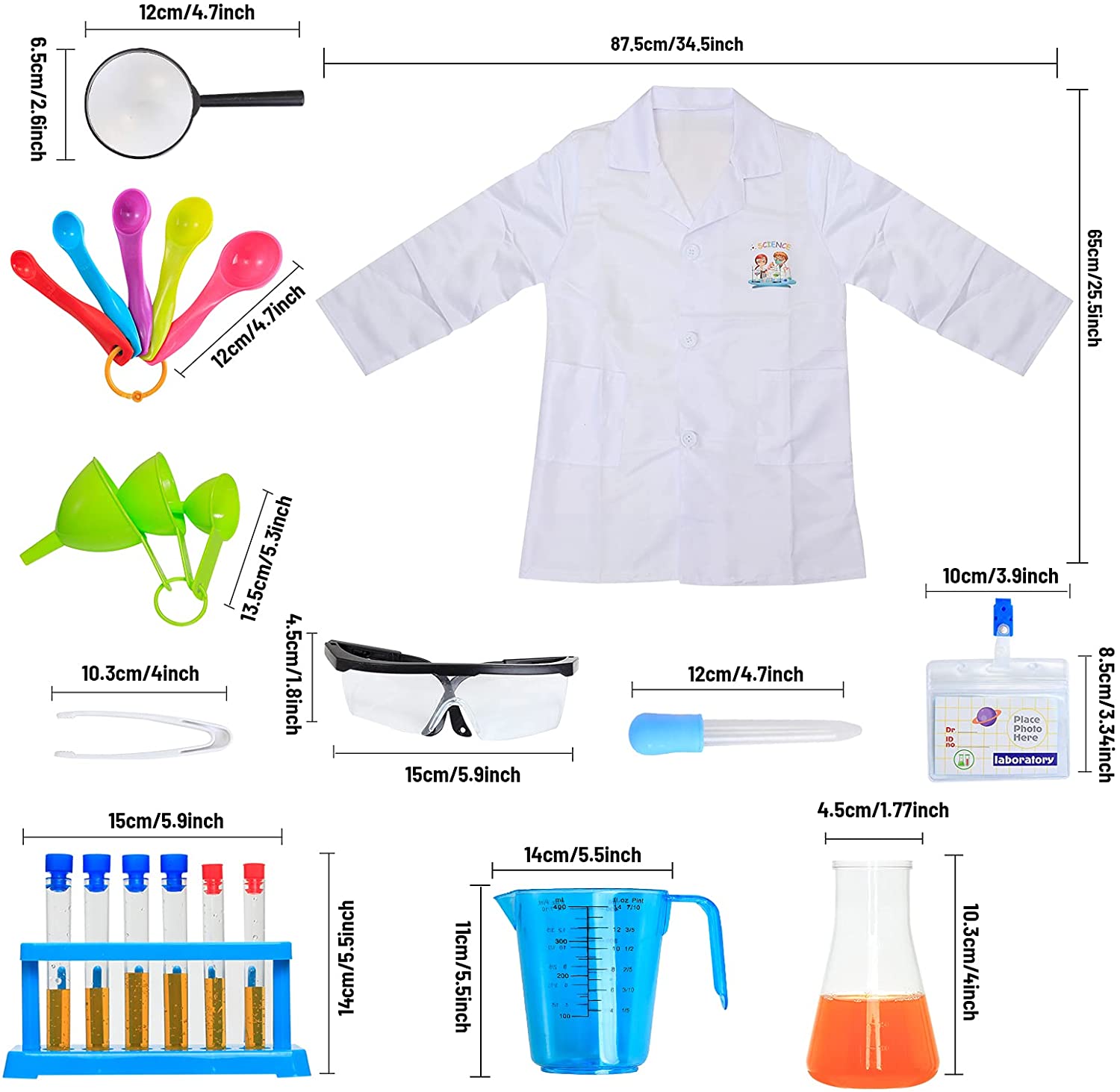 Kids Role Play Laboratory Science Kit with Goggles, Lab Coat & Variety of Play Science Equipment for Children