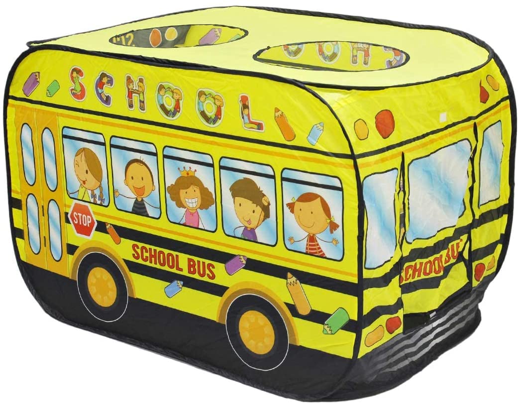School Bus Foldable Play Tent -Children Play House Indoor Outdoor Play Toy Great Gift for Kids