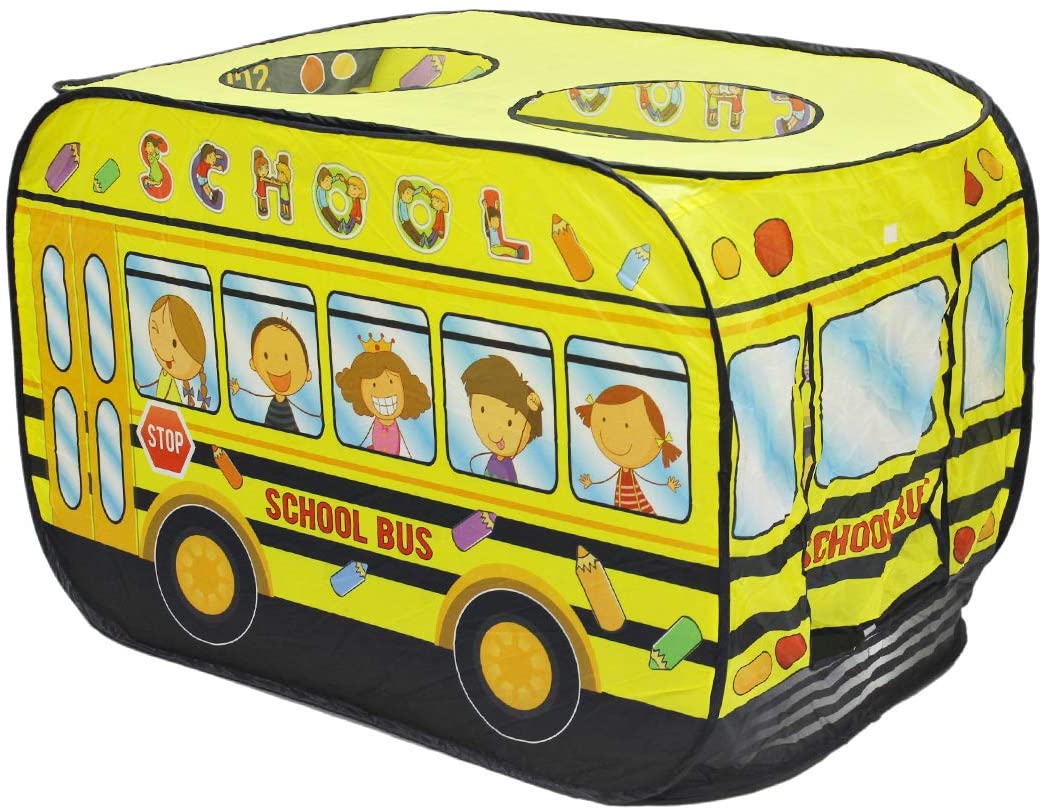 School Bus Foldable Play Tent -Children Play House Indoor Outdoor Play Toy Great Gift for Kids