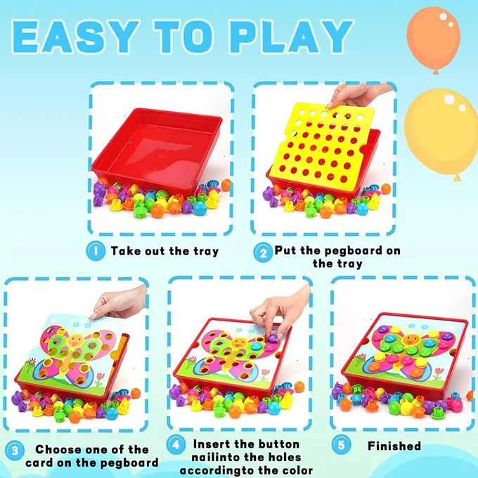 Fidtoy Button Art Matching Toy with Chunky Buttons for Toddlers