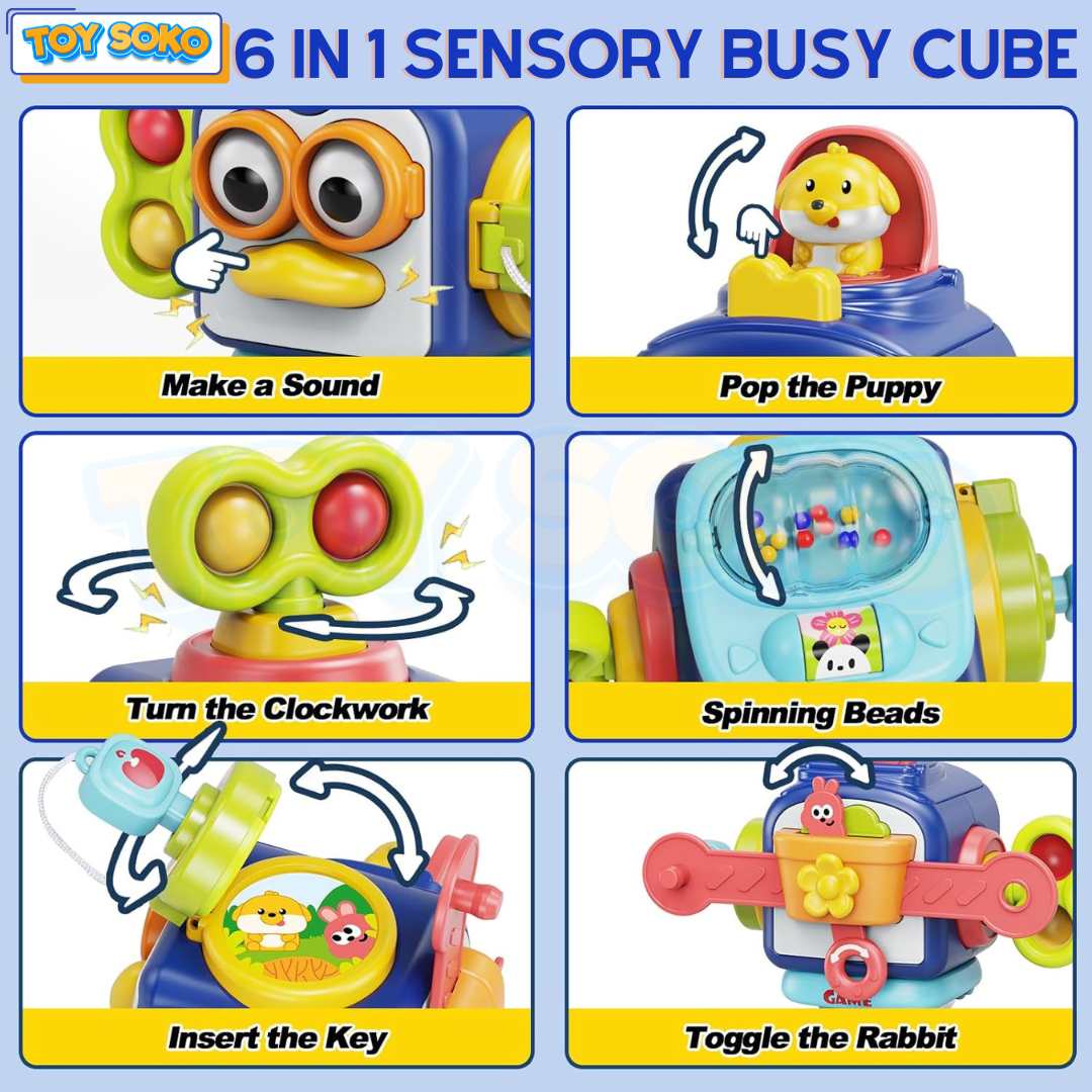 Penguin Travel Toys – 6-in-1 Activity Cube for babies