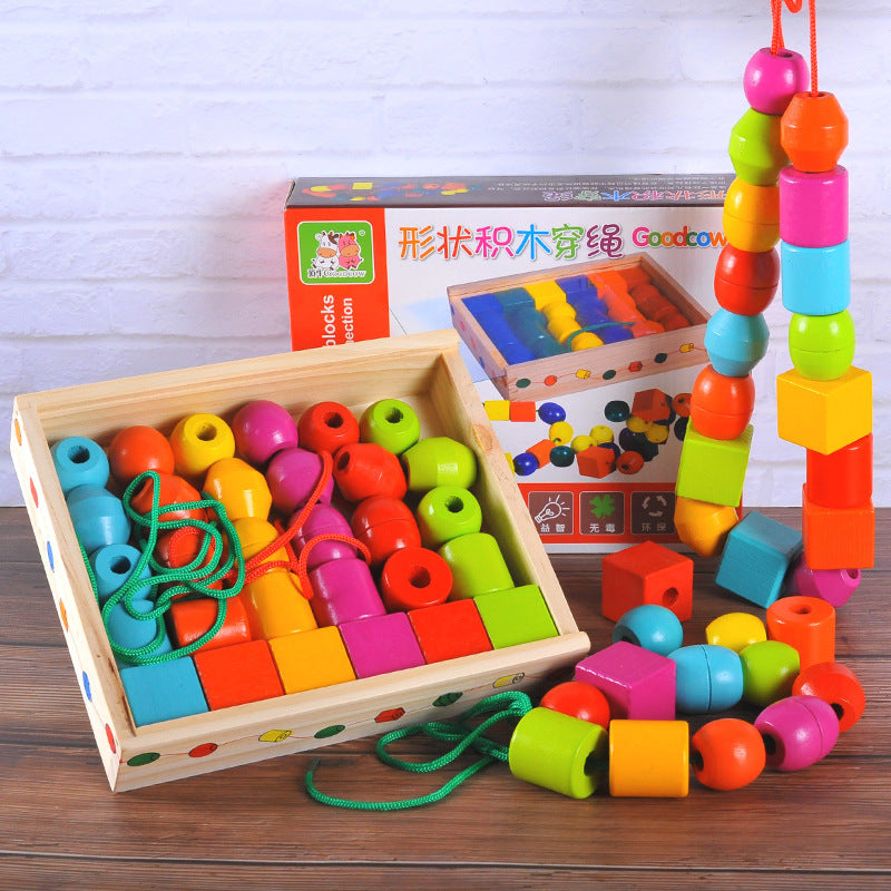 Large Beads Threading Activity! Wooden Colour Sorting Toys