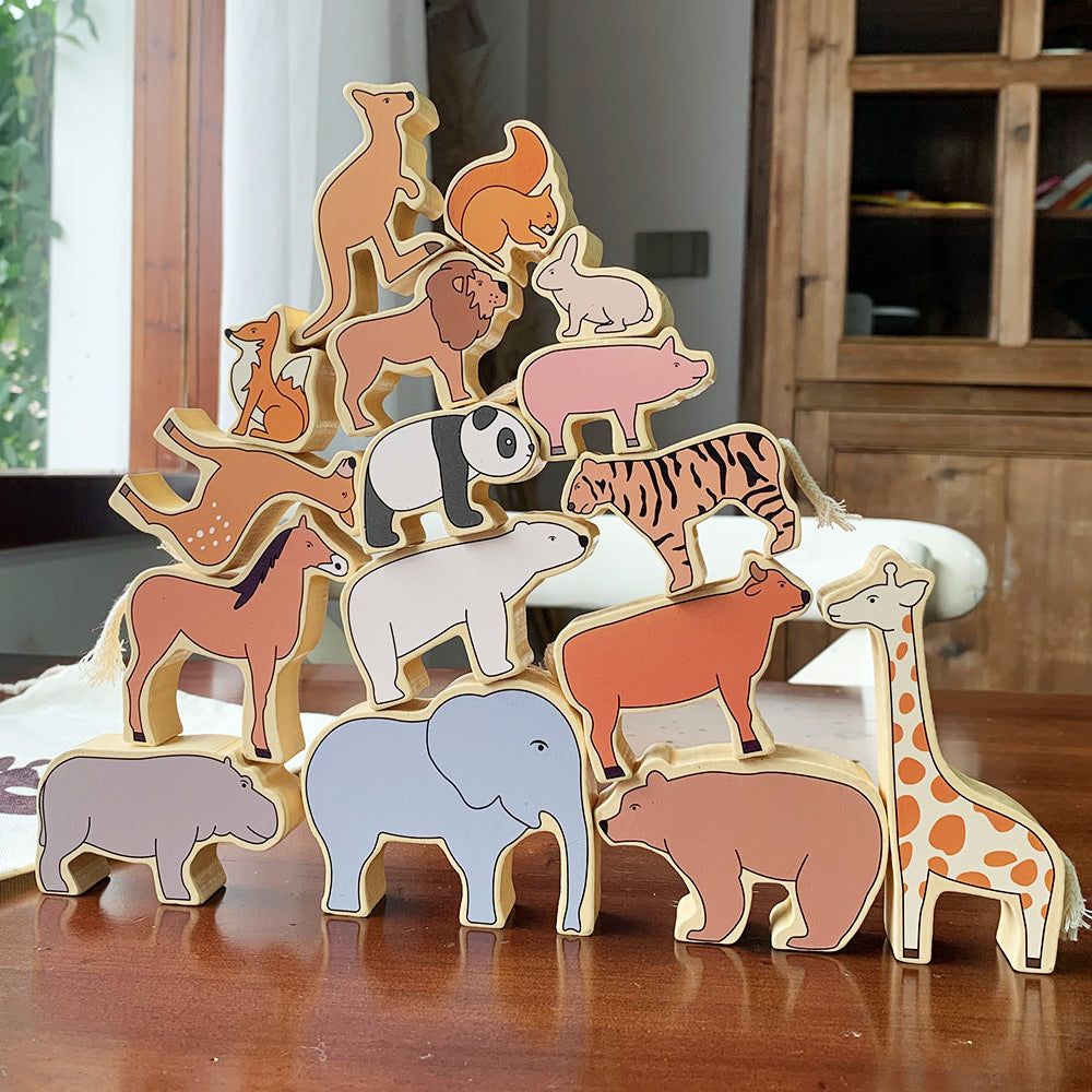 Wooden Zoo Animal Blocks Stacking Balancing Toy Set