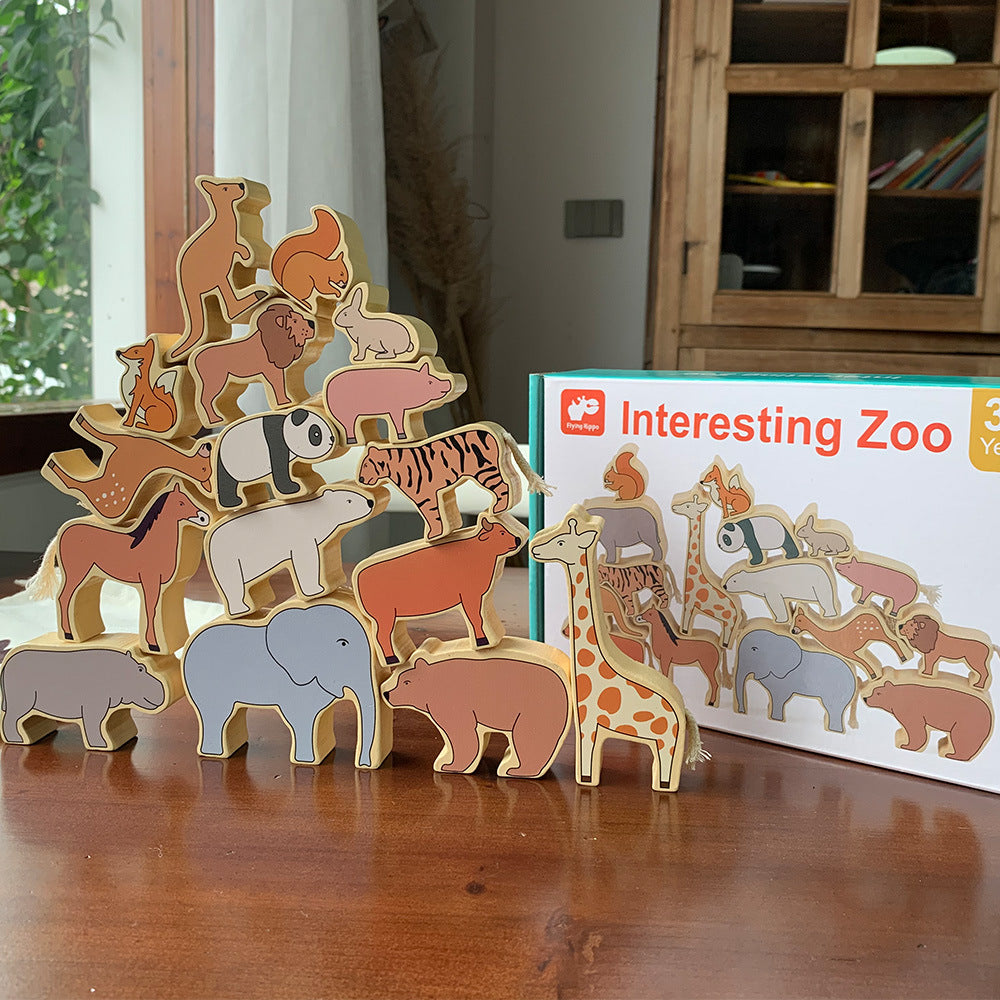 Wooden Zoo Animal Blocks Stacking Balancing Toy Set