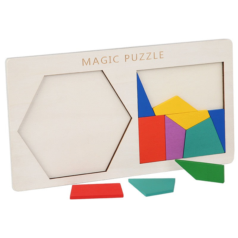 Dual Geometric Puzzle Hexagon to Square Puzzle