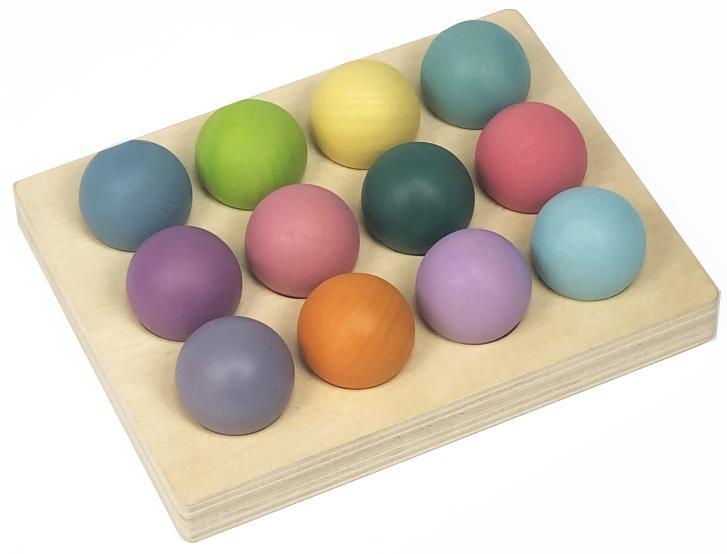 Wooden Pastel Balls Colour Sorting Tray