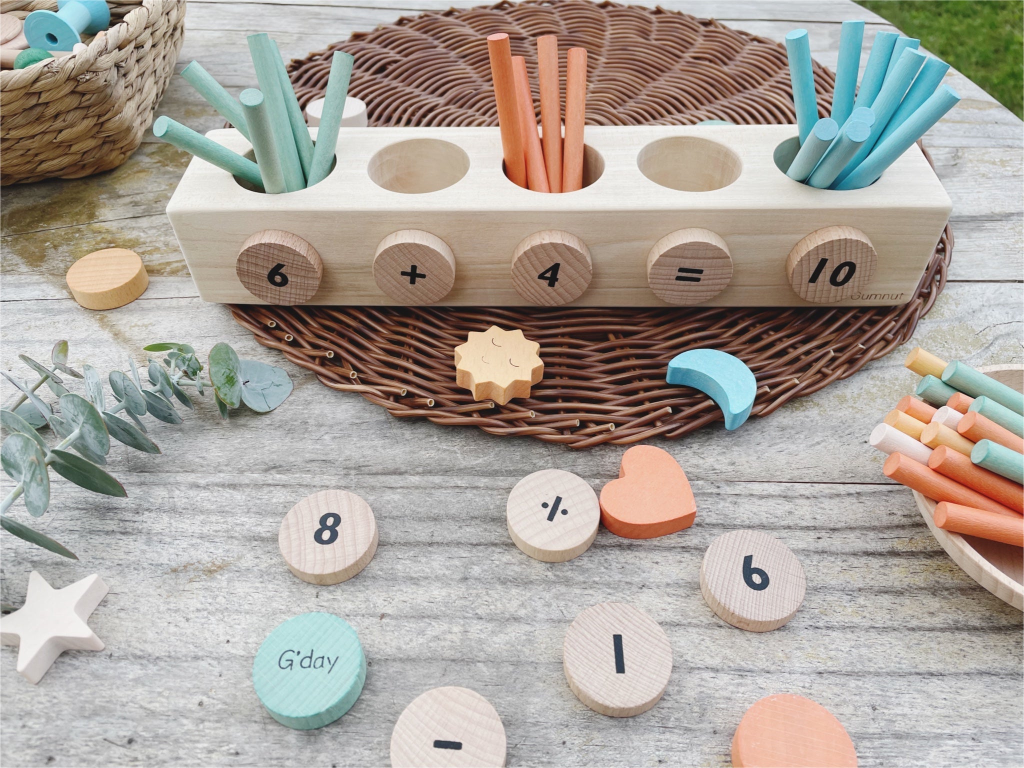 Happy Gumnut Montessori Counting Stick Number Rods with Magnetic Tray