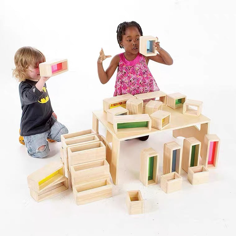 Jumbo Rainbow Acrylic Building Bricks Wooden Blocks