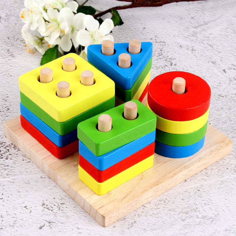 Jumbo Wooden Basic Geometric Shape Stacker Sorting Board
