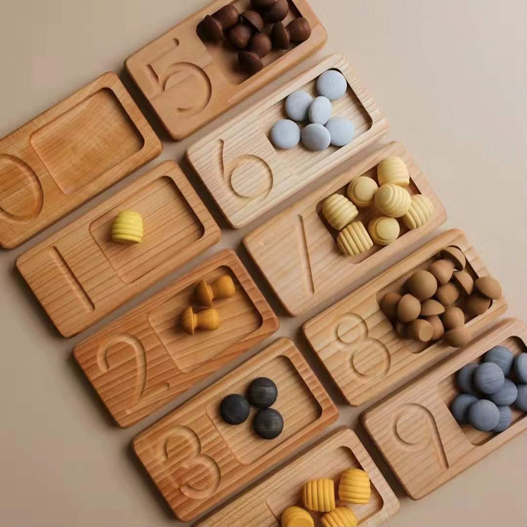 Premium Montessori Numbered Counting Trays