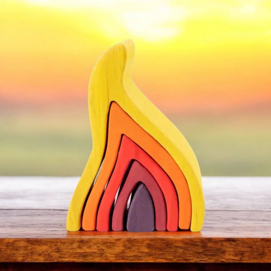 Fidtoy Fire Rainbow Toys Wooden Stacking Toy
