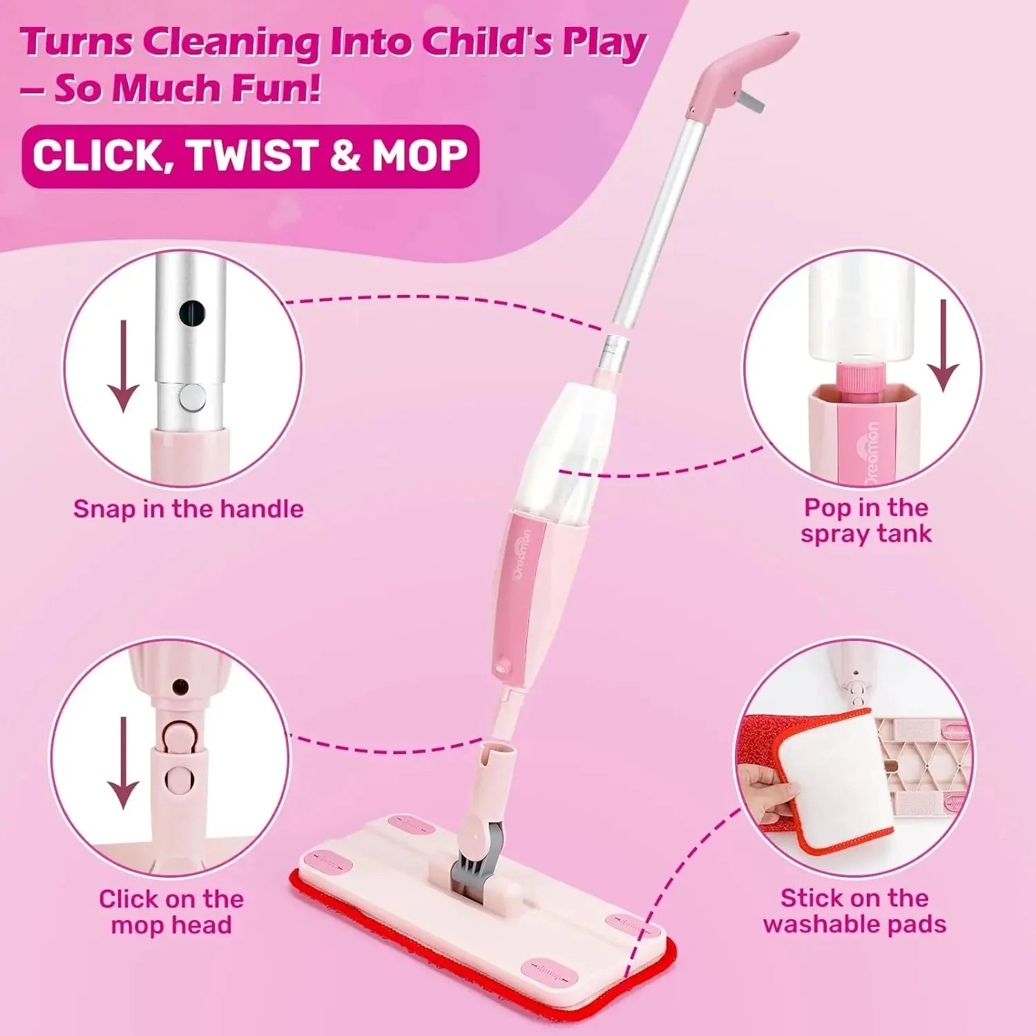 Spray Mop Toy for Kids Cleaning Play
