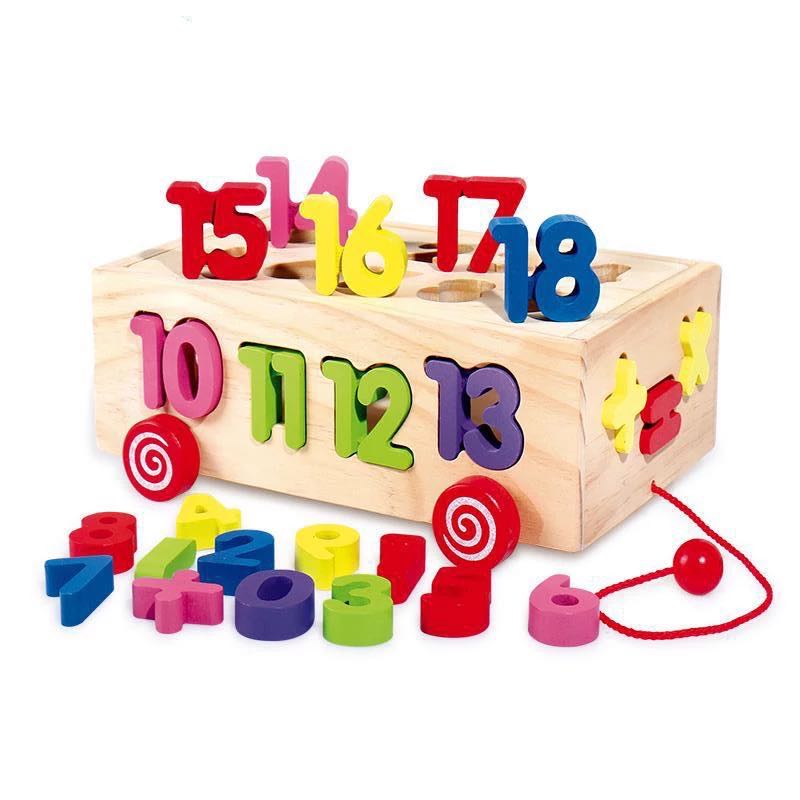 Wooden Pulling Toys Car Letters/Numbers/Shapes-Fine motor skills toys