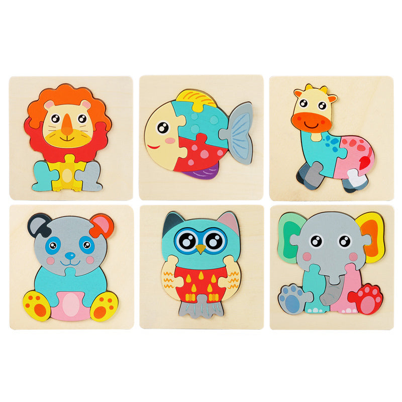 Level 2 Montessori Puzzles 6 Pack - Eco-Friendly Wooden Puzzles Set#3