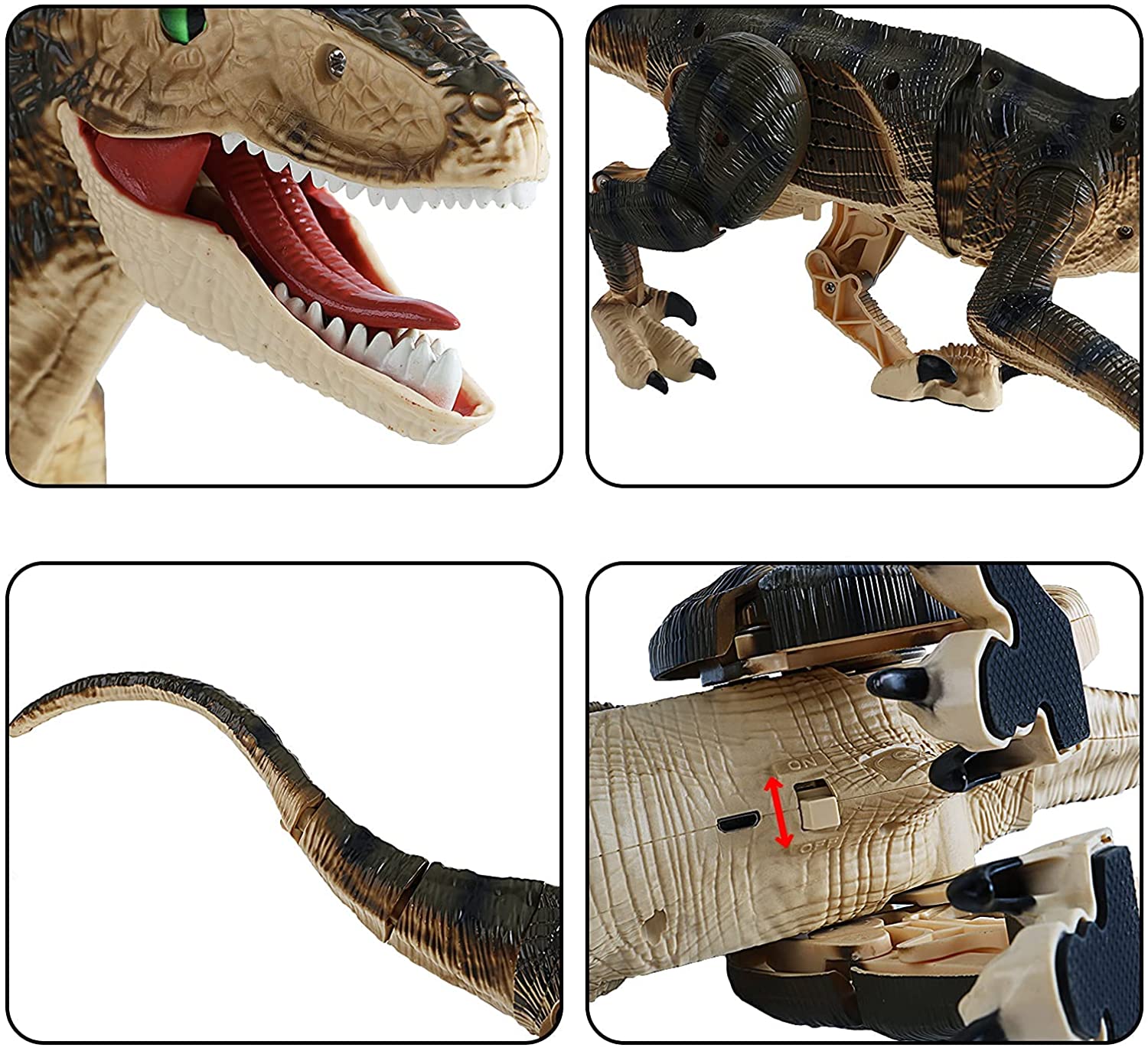 Rechargeable Remote Control Dinosaur Toy with Walking Feature & Roaring Sounds Lights Realistic T-Rex Dinosaur Robot for Kids Toys Gifts