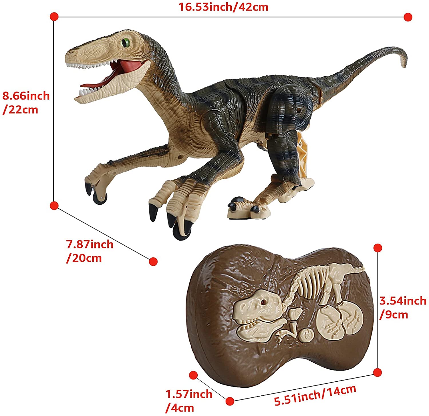 Rechargeable Remote Control Dinosaur Toy with Walking Feature & Roaring Sounds Lights Realistic T-Rex Dinosaur Robot for Kids Toys Gifts