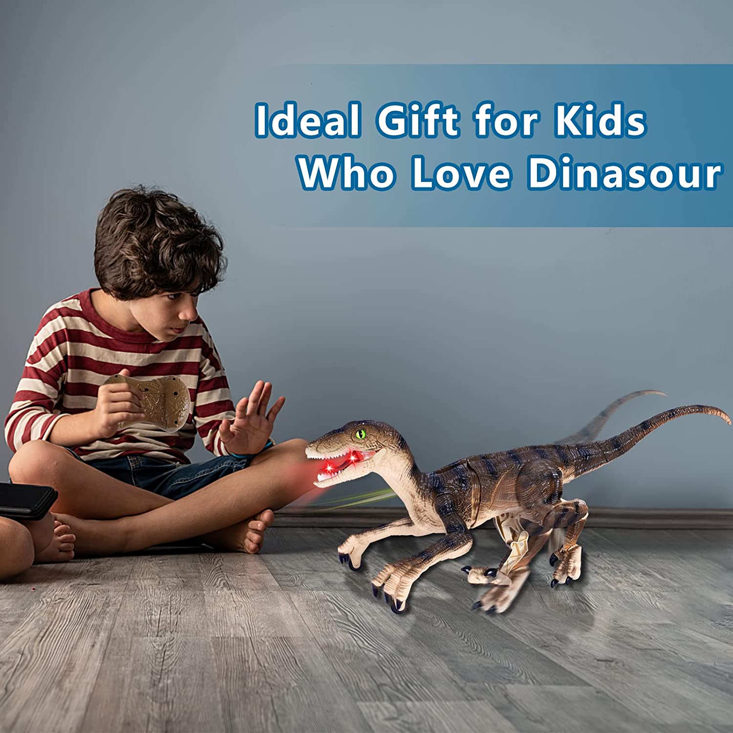 Rechargeable Remote Control Dinosaur Toy with Walking Feature & Roaring Sounds Lights Realistic T-Rex Dinosaur Robot for Kids Toys Gifts