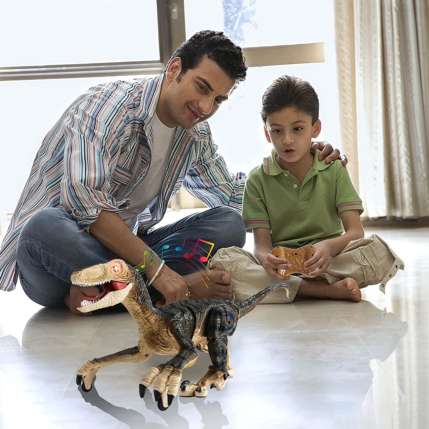 Rechargeable Remote Control Dinosaur Toy with Walking Feature & Roaring Sounds Lights Realistic T-Rex Dinosaur Robot for Kids Toys Gifts