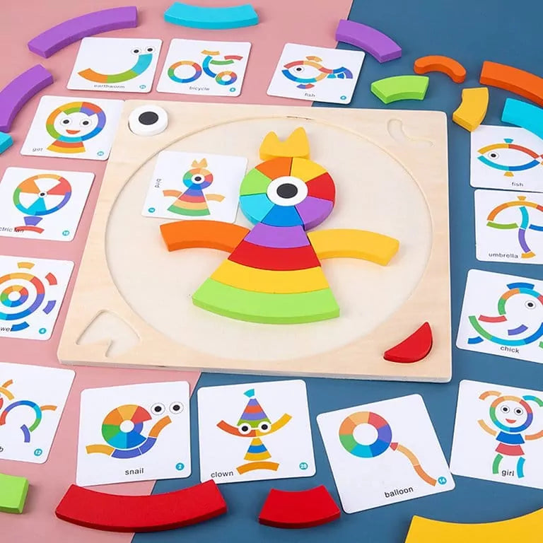 Rainbow Colorful Pattern Puzzle Board with Cards - 552