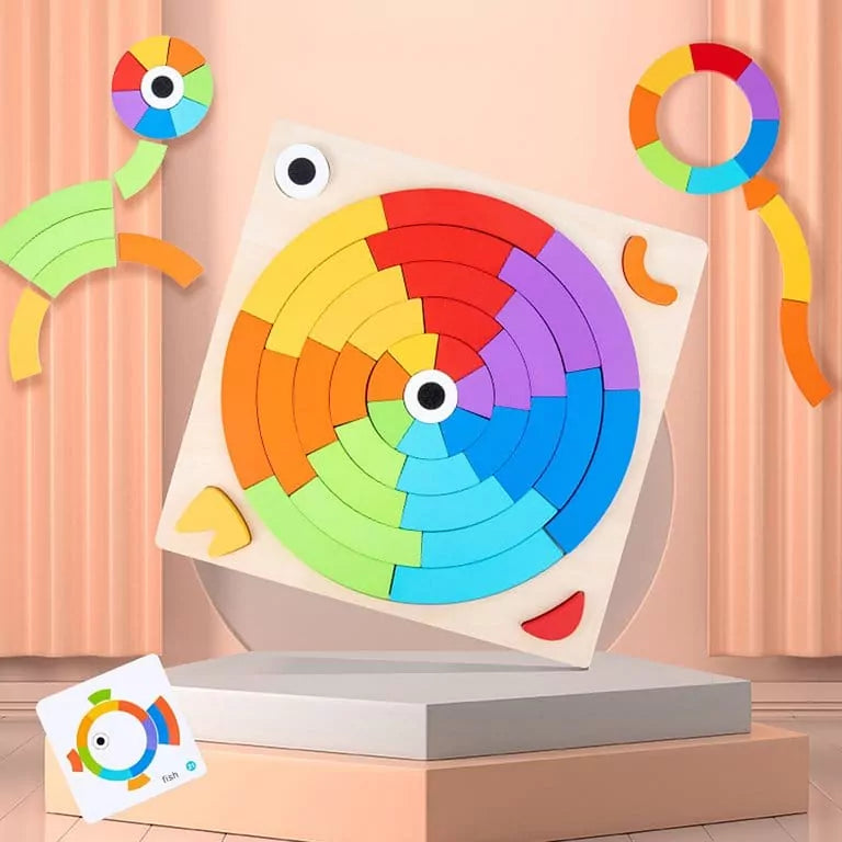 Rainbow Colorful Pattern Puzzle Board with Cards - 552