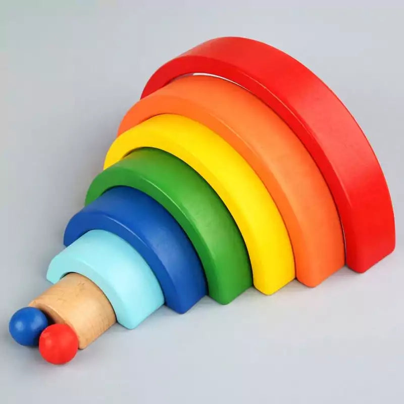 Rainbow Stacking Wooden Blocks - 7 Pieces
