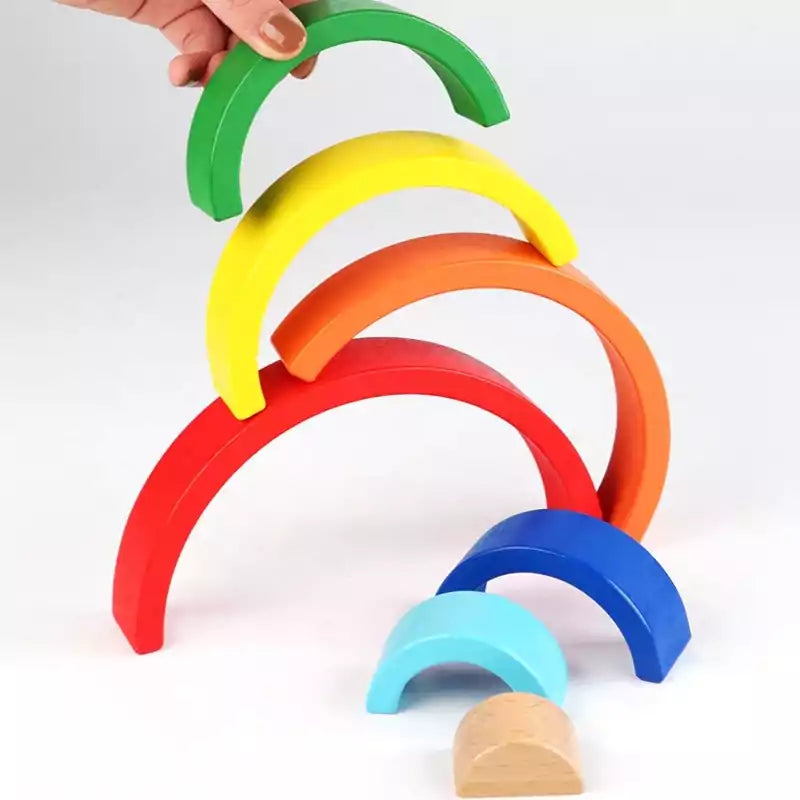 Rainbow Stacking Wooden Blocks - 7 Pieces