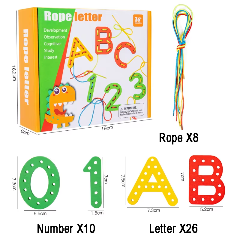 Wooden Cognitive Number and Letter Threading Education Kit - 048