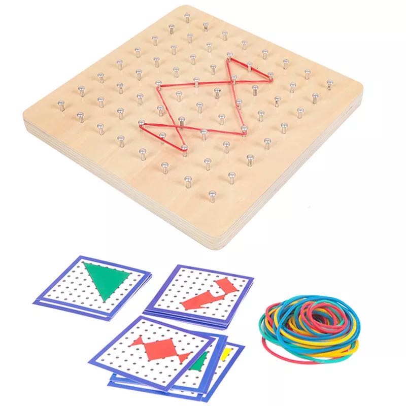 Wooden Geoboard with Rubber Bands - Fine Motor Toys