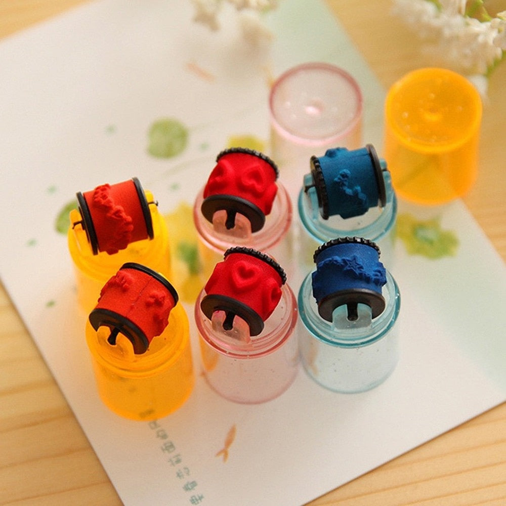 Mini Ink Stamp Roller Diary Seal Art Toys