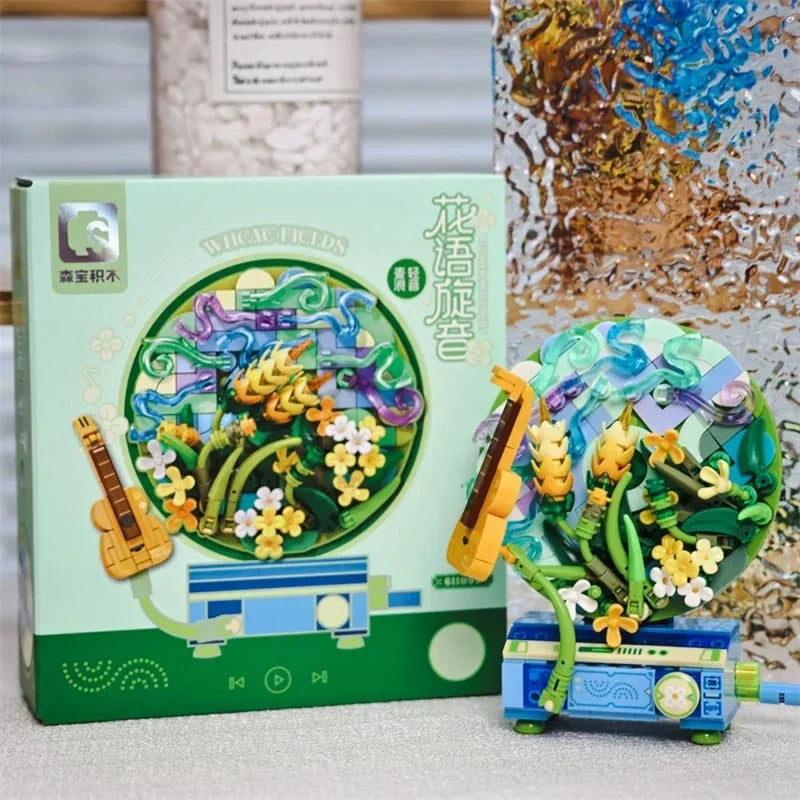 Fidtoy Flower Music Box Building Set – 339 PCS Creative Block Toy for Kids 6+