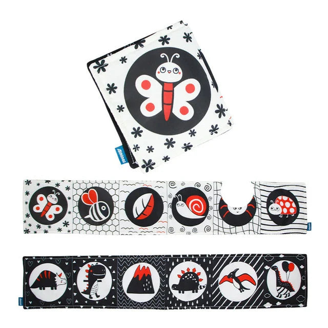 Fidtoy High Contrast Baby Cloth Book for Newborns – Montessori Black and White Sensory Tummy Time Toy Set for 0-6 Months