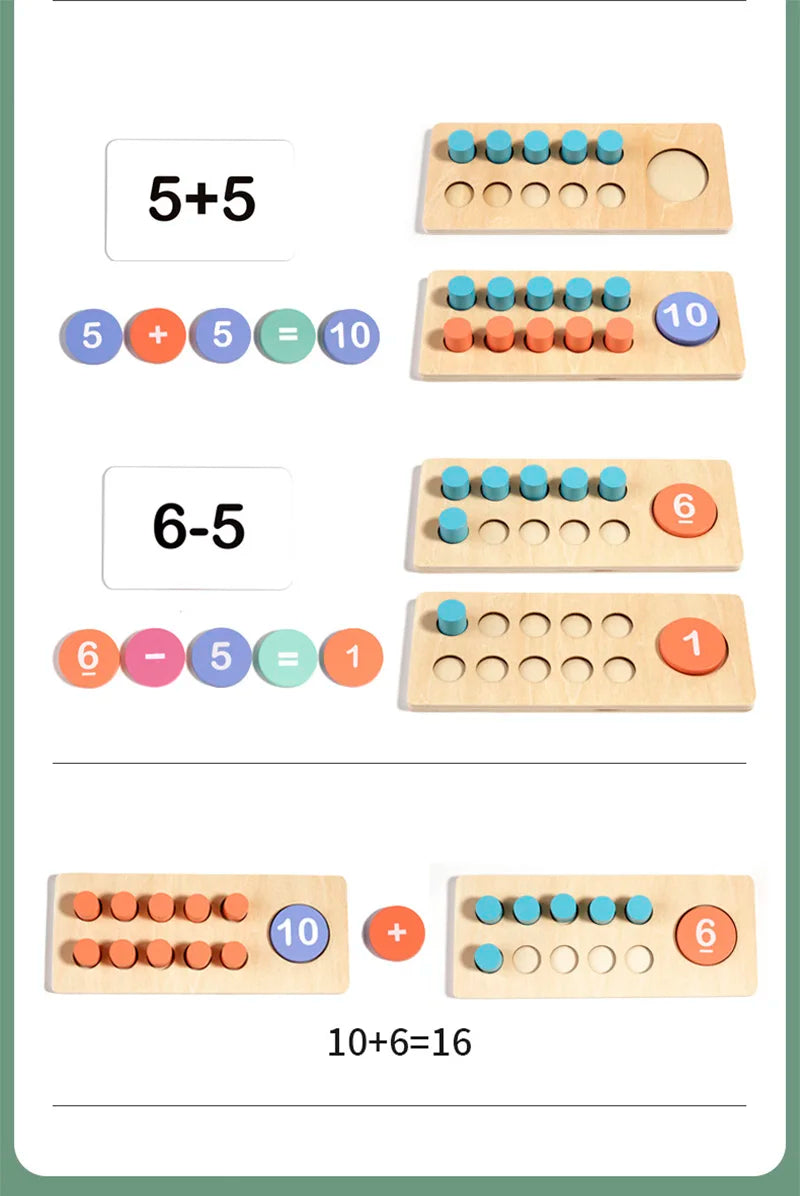 Fidtoy Diez Marcos Juego de Matemáticas Juguete Montessori para Aprender Números