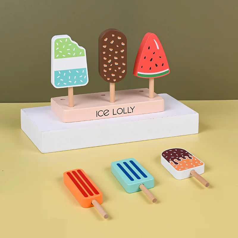Fidtoy Set de Helados de Madera para Juego de Imitación de Niños Pequeños