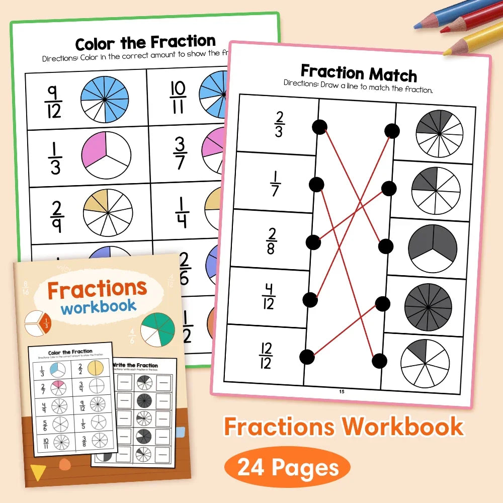 Fidtoy Fraction Learning Workbook for Grades 3-4 – Montessori Math & Interactive Exercises