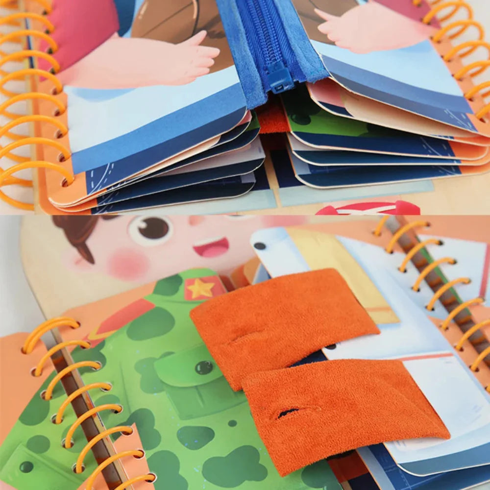 Wooden Montessori Busy Board – Multi-Layer Sensory Activity Board