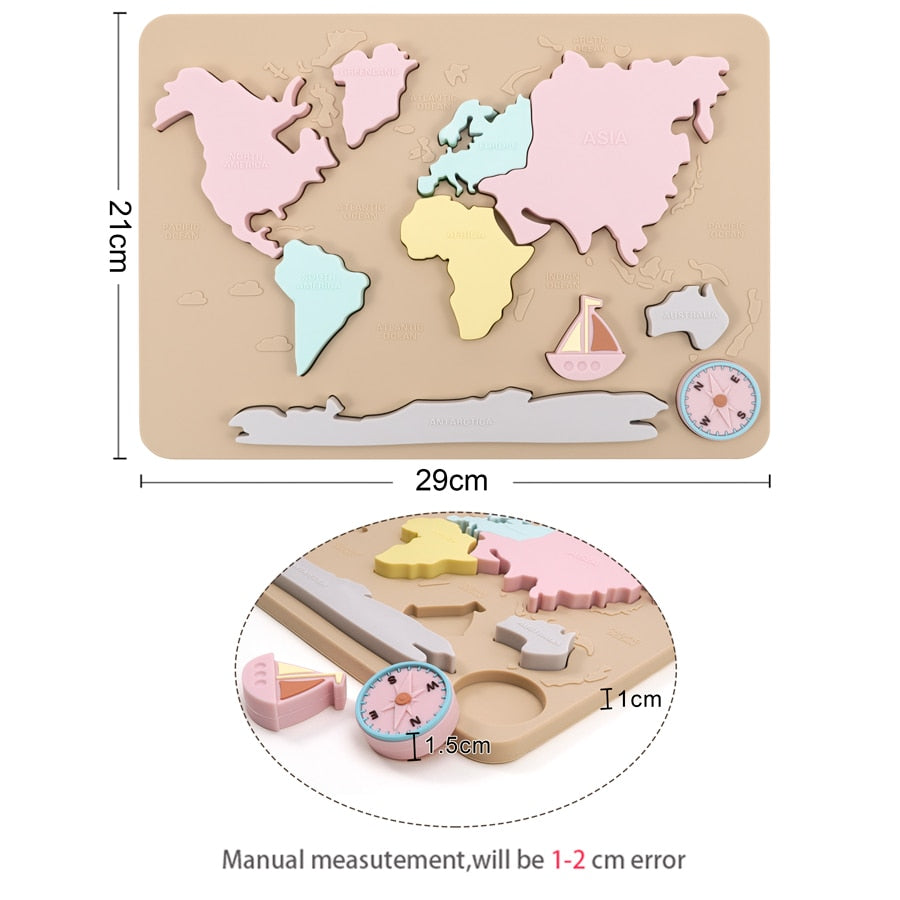 Silicone World Map Montessori Puzzle Toy