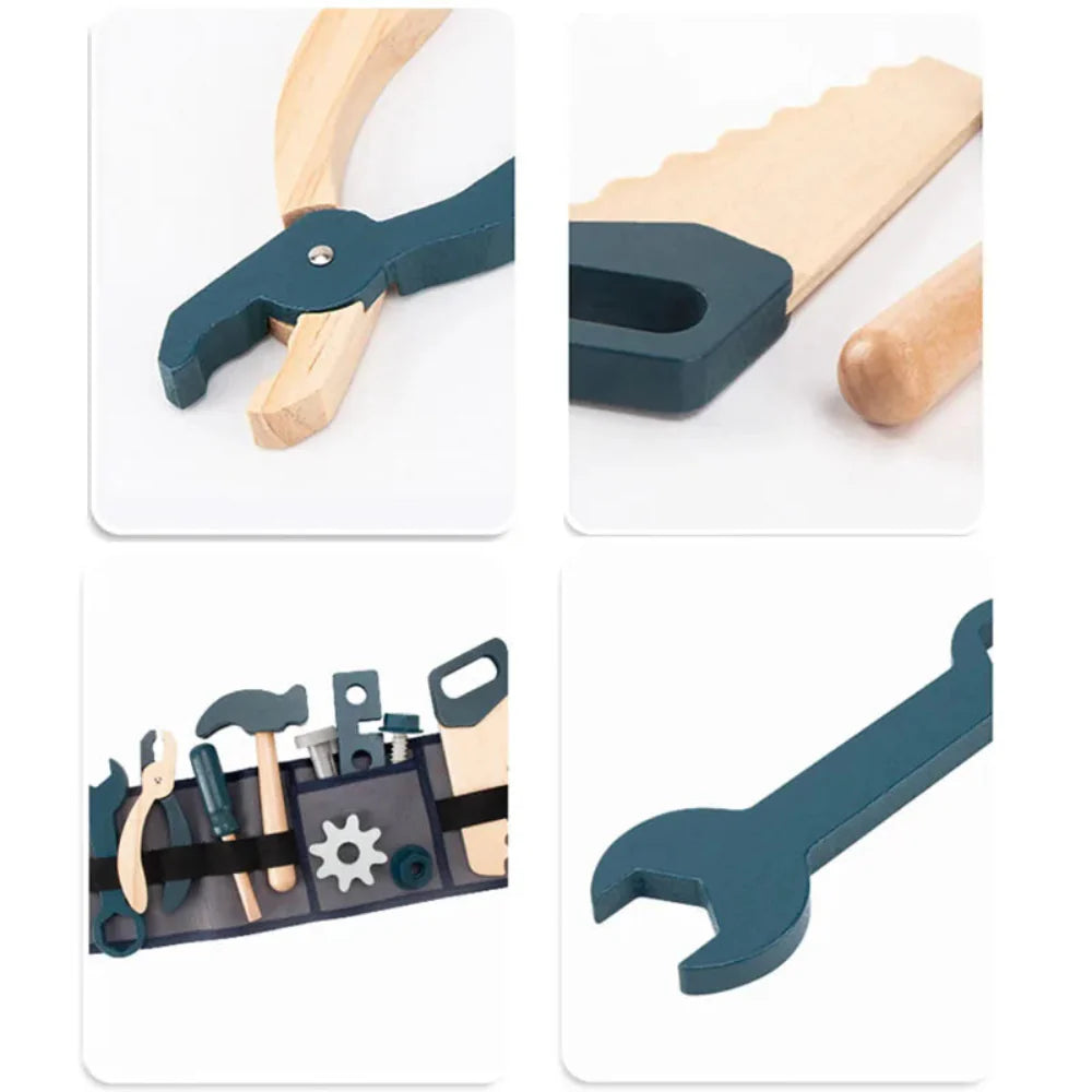 Fidtoy Trousse à outils pour enfants, jeu d'imitation, jouet STEM en bois de réparateur pour les tout-petits de 3 à 6 ans