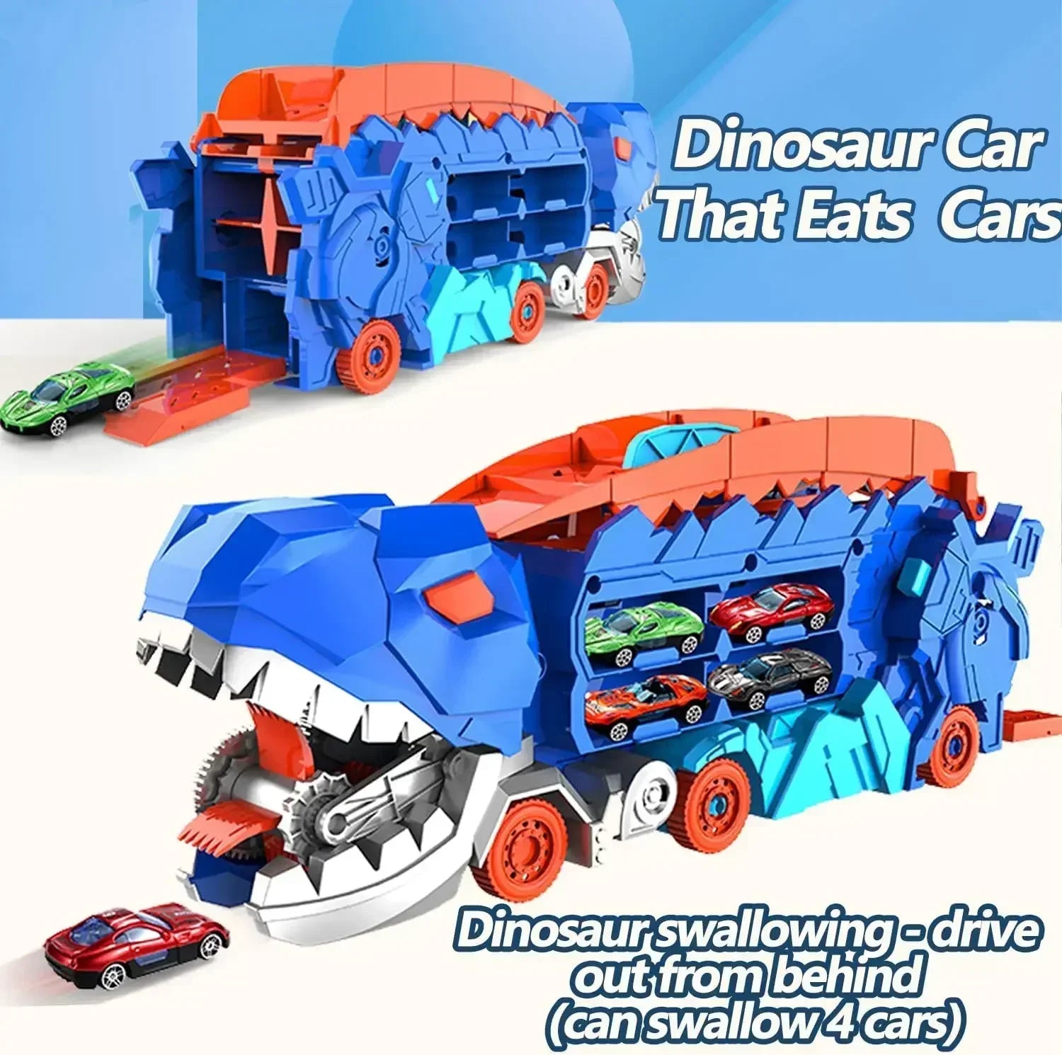 Dinosaur Toy Truck with Foldable Sliding Race Track
