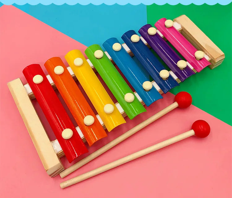 Fidtoy Wooden Xylophone Toy for Kids 3+ Montessori Musical Instrument