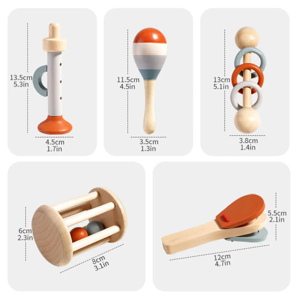 Fidtoy Ensemble d'instruments de musique en bois pour tout-petits, jouet d'apprentissage Montessori pour le calme et le développement de la motricité fine