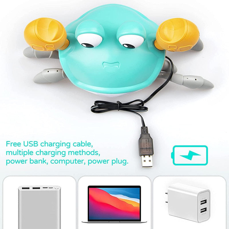Fidtoy Crawling Interactive Baby Toy with Lights Music USB Rechargeable Tummy Time Toy