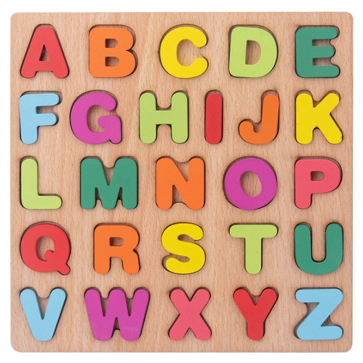 Puzzle en bois 3D Montessori pour enfants avec alphabet et chiffres