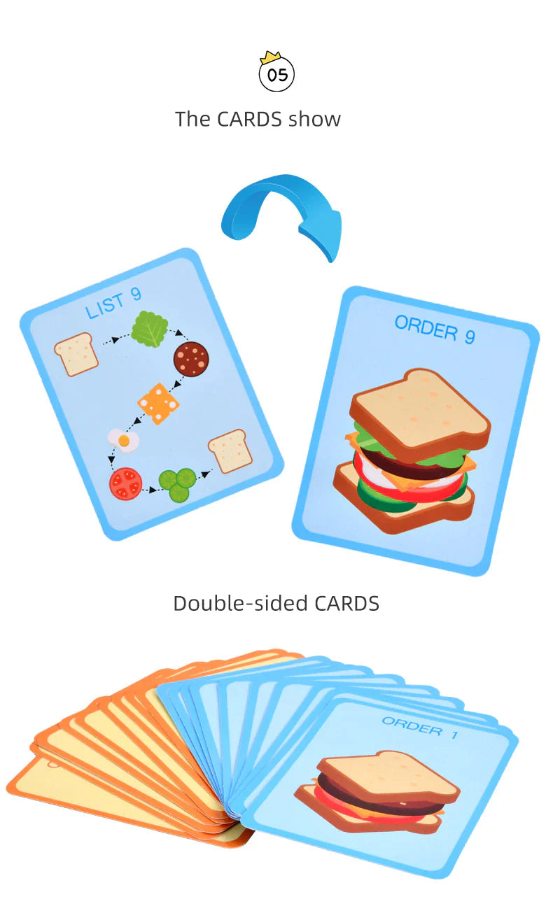 Play and Learn 1 Column Sequence Food Set Includes Flash Cards