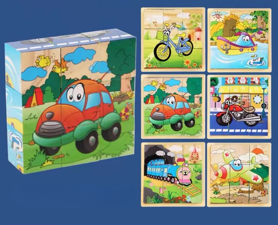 9 Pieces Six-sided 3D Cubes Jigsaw Puzzles (3-6 years old)