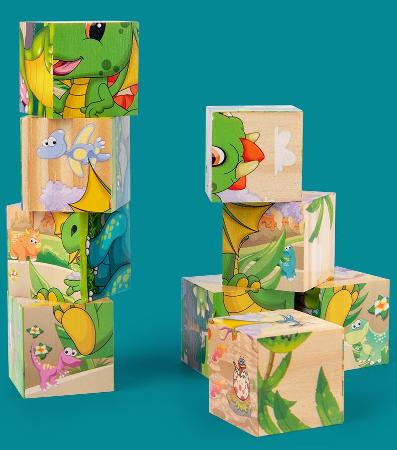 9 Pieces Six-sided 3D Cubes Jigsaw Puzzles (3-6 years old)